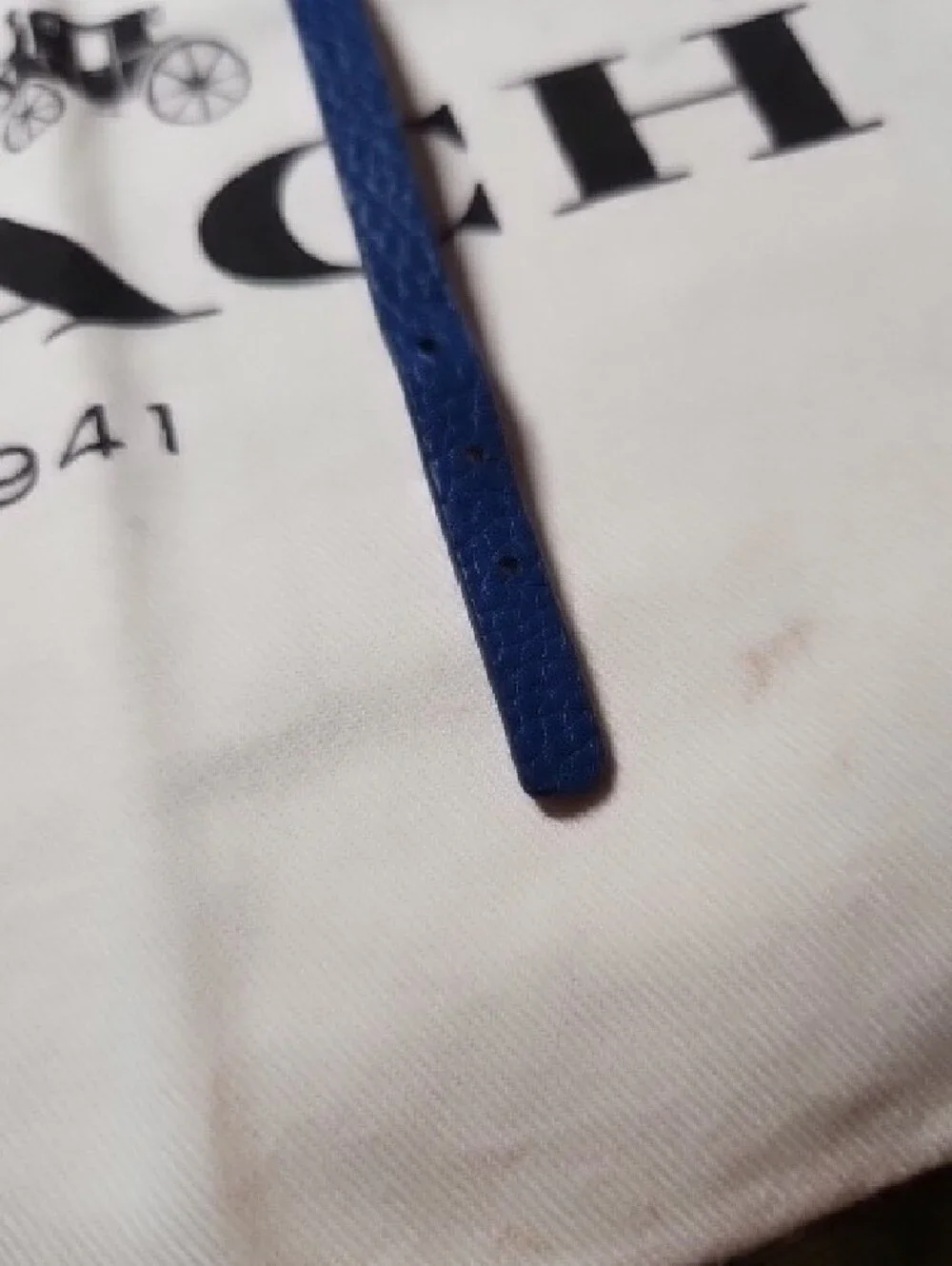 Coach Blue Leather Wristband with Metal Tracker Plate